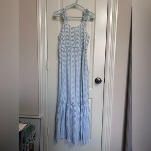 Jessica Simpson Light Blue and White Patterned Maxi Dress